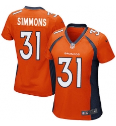Women's Nike Denver Broncos #31 Justin Simmons Game Orange Team Color NFL Jersey