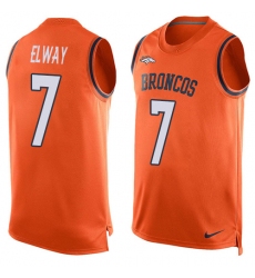 Men's Nike Denver Broncos #7 John Elway Limited Orange Player Name & Number Tank Top NFL Jersey