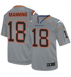 Men's Nike Denver Broncos #18 Peyton Manning Elite Lights Out Grey NFL Jersey