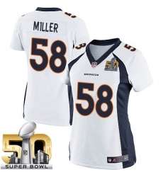 Women's Nike Denver Broncos #58 Von Miller Elite White Super Bowl 50 Bound NFL Jersey
