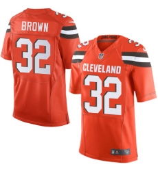 Men's Nike Cleveland Browns #32 Jim Brown Elite Orange Alternate NFL Jersey