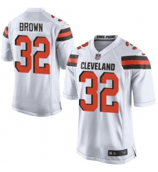 Men's Nike Cleveland Browns #32 Jim Brown Game White NFL Jersey