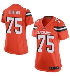 Women's Nike Cleveland Browns #75 Joel Bitonio Game Orange Alternate NFL Jersey