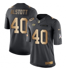 Men's Nike Tampa Bay Buccaneers #40 Mike Alstott Limited Black/Gold Salute to Service NFL Jersey