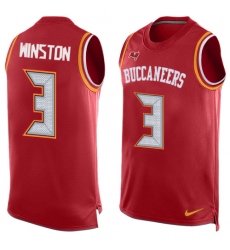 Men's Nike Tampa Bay Buccaneers #3 Jameis Winston Limited Red Player Name & Number Tank Top NFL Jersey