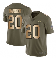Youth Nike Tampa Bay Buccaneers #20 Ronde Barber Limited Olive/Gold 2017 Salute to Service NFL Jersey