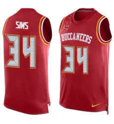 Men's Nike Tampa Bay Buccaneers #34 Charles Sims Limited Red Player Name & Number Tank Top NFL Jersey