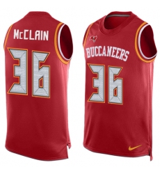 Men's Nike Tampa Bay Buccaneers #36 Robert McClain Limited Red Player Name & Number Tank Top NFL Jersey