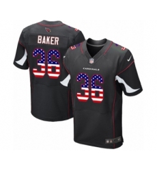 Men's Arizona Cardinals #36 Budda Baker Elite Black Alternate USA Flag Fashion Football Jersey