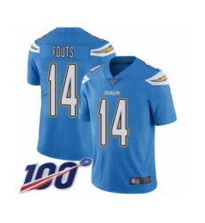 Men's Los Angeles Chargers #14 Dan Fouts Electric Blue Alternate Vapor Untouchable Limited Player 100th Season Football Jersey