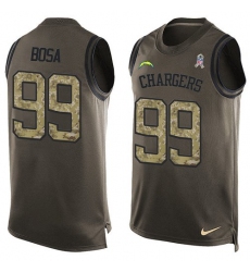 Men's Nike Los Angeles Chargers #99 Joey Bosa Limited Green Salute to Service Tank Top NFL Jersey