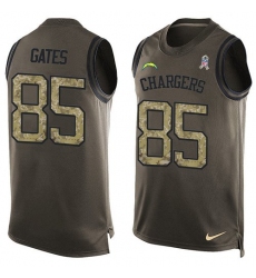Men's Nike Los Angeles Chargers #85 Antonio Gates Limited Green Salute to Service Tank Top NFL Jersey