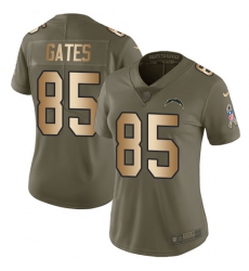 Women's Nike Los Angeles Chargers #85 Antonio Gates Limited Olive/Gold 2017 Salute to Service NFL Jersey