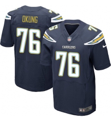 Men's Nike Los Angeles Chargers #76 Russell Okung Elite Navy Blue Team Color NFL Jersey