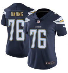 Women's Nike Los Angeles Chargers #76 Russell Okung Elite Navy Blue Team Color NFL Jersey