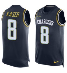 Men's Nike Los Angeles Chargers #8 Drew Kaser Limited Navy Blue Player Name & Number Tank Top NFL Jersey