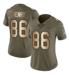 Women's Nike Los Angeles Chargers #86 Hunter Henry Limited Olive/Gold 2017 Salute to Service NFL Jersey