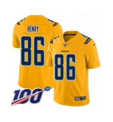 Youth Los Angeles Chargers #86 Hunter Henry Limited Gold Inverted Legend 100th Season Football Jersey