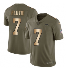 Men's Nike Los Angeles Chargers #7 Doug Flutie Limited Olive/Gold 2017 Salute to Service NFL Jersey