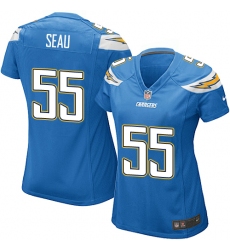 Women's Nike Los Angeles Chargers #55 Junior Seau Game Electric Blue Alternate NFL Jersey