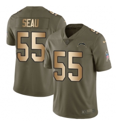 Youth Nike Los Angeles Chargers #55 Junior Seau Limited Olive/Gold 2017 Salute to Service NFL Jersey