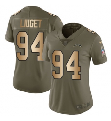 Women's Nike Los Angeles Chargers #94 Corey Liuget Limited Olive/Gold 2017 Salute to Service NFL Jersey