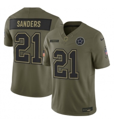 Men's Dallas Cowboys #21 Deion Sanders Olive 2025 F.U.S.E. Salute to Service Limited Football Stitched Jersey