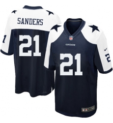 Men's Nike Dallas Cowboys #21 Deion Sanders Game Navy Blue Throwback Alternate NFL Jersey