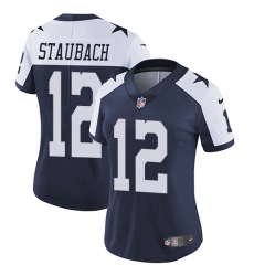 Women's Nike Dallas Cowboys #12 Roger Staubach Elite Navy Blue Throwback Alternate NFL Jersey