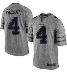 Men's Nike Dallas Cowboys #4 Dak Prescott Limited Gray Gridiron NFL Jersey