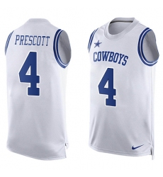 Men's Nike Dallas Cowboys #4 Dak Prescott Limited White Player Name & Number Tank Top NFL Jersey