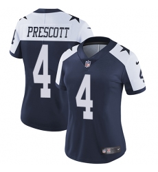 Women's Nike Dallas Cowboys #4 Dak Prescott Elite Navy Blue Throwback Alternate NFL Jersey