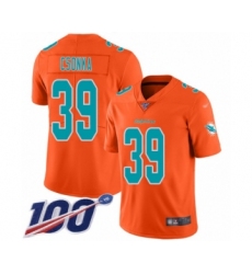Men's Miami Dolphins #39 Larry Csonka Limited Orange Inverted Legend 100th Season Football Jersey