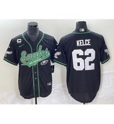 Men's Nike Philadelphia Eagles #62 Jason Kelce Black C Cool Base Stitched Baseball Jersey
