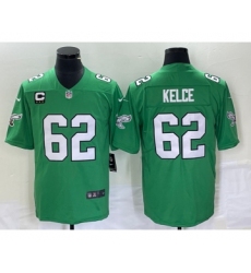 Men's Nike Philadelphia Eagles #62 Jason Kelce Green C 2023 Vapor Limited Throwback Jersey