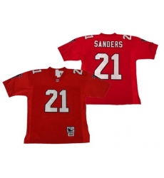 Men's Mitchell and Ness Atlanta Falcons #21 Deion Sanders Authentic Red Throwback NFL Jersey