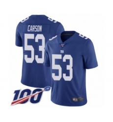 Men's New York Giants #53 Harry Carson Royal Blue Team Color Vapor Untouchable Limited Player 100th Season Football Jersey