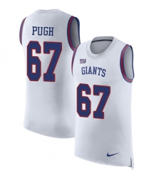 Men's Nike New York Giants #67 Justin Pugh Limited White Rush Player Name & Number Tank Top NFL Jersey