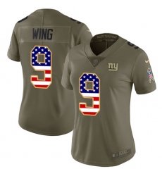 Women's Nike New York Giants #9 Brad Wing Limited Olive/USA Flag 2017 Salute to Service NFL Jersey