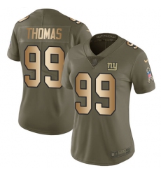 Women's Nike New York Giants #99 Robert Thomas Limited Olive/Gold 2017 Salute to Service NFL Jersey