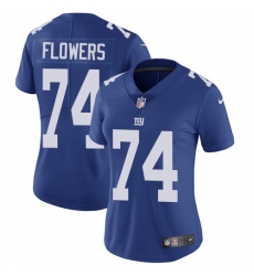 Women's Nike New York Giants #74 Ereck Flowers Elite Royal Blue Team Color NFL Jersey