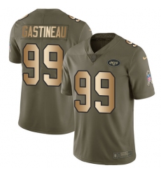 Men's Nike New York Jets #99 Mark Gastineau Limited Olive/Gold 2017 Salute to Service NFL Jersey