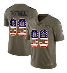 Men's Nike New York Jets #99 Mark Gastineau Limited Olive/USA Flag 2017 Salute to Service NFL Jersey