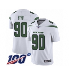 Men's New York Jets #90 Dennis Byrd White Vapor Untouchable Limited Player 100th Season Football Jersey