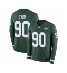 Youth Nike New York Jets #90 Dennis Byrd Limited Green Therma Long Sleeve NFL Jersey