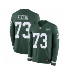 Youth Nike New York Jets #73 Joe Klecko Limited Green Therma Long Sleeve NFL Jersey