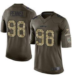 Men's Nike New York Jets #98 Mike Pennel Elite Green Salute to Service NFL Jersey