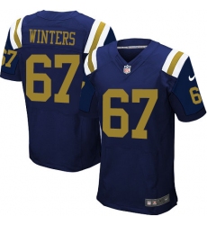 Men's Nike New York Jets #67 Brian Winters Elite Navy Blue Alternate NFL Jersey