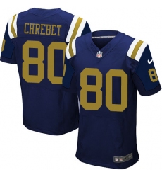 Men's Nike New York Jets #80 Wayne Chrebet Elite Navy Blue Alternate NFL Jersey