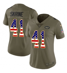 Women's Nike New York Jets #41 Buster Skrine Limited Olive/USA Flag 2017 Salute to Service NFL Jersey